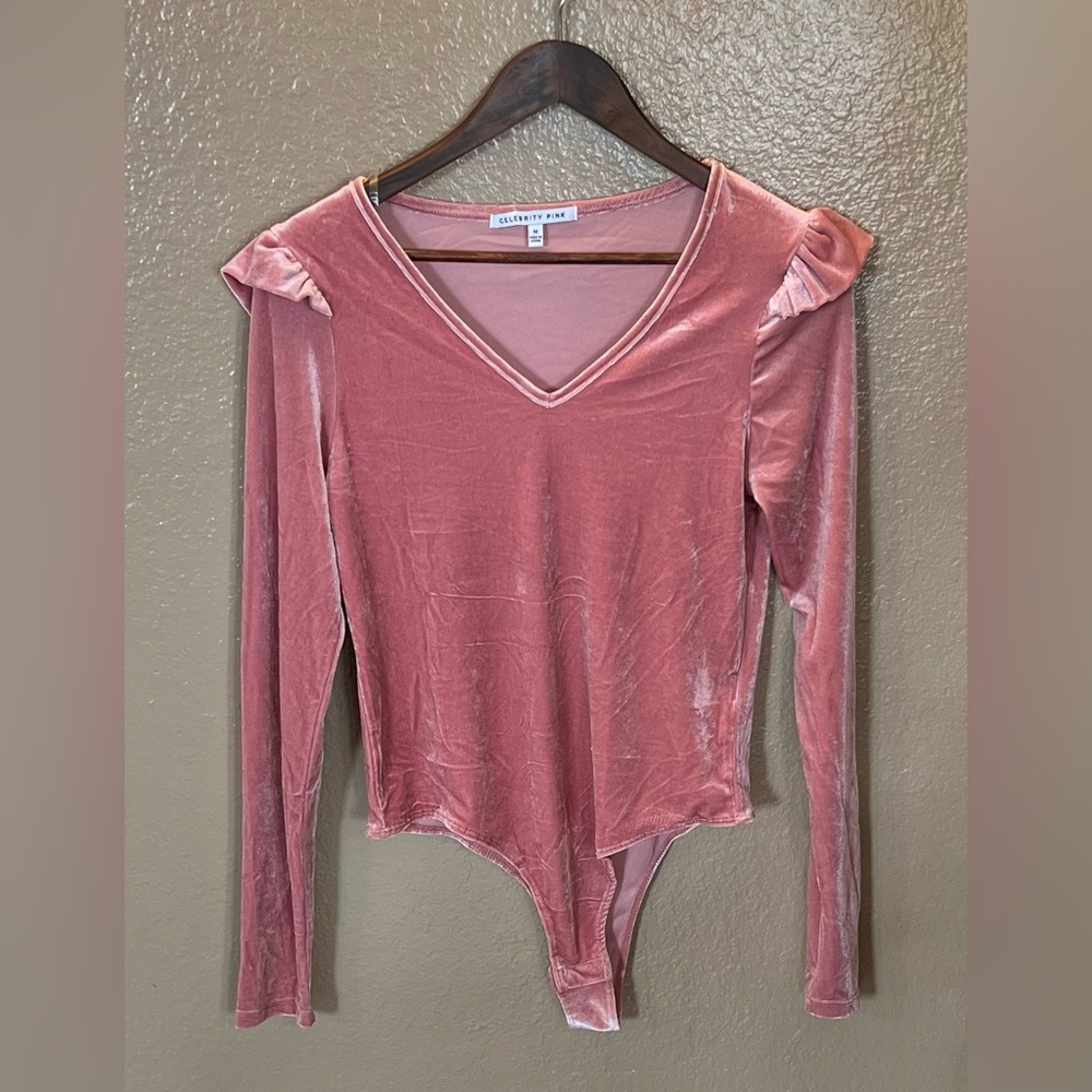 Sincerely Jules Velvety Pink Thong Bodysuit Sz M Fairycore Romantic